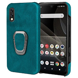 Coque en TPU + PU antichoc, anti-rayures avec béquille à anneau rotatif cyan pour votre Sony Xperia Ace 2