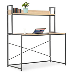 vidaXL Bureau d'ordinateur Noir et chêne 120 x 60 x 138 cm