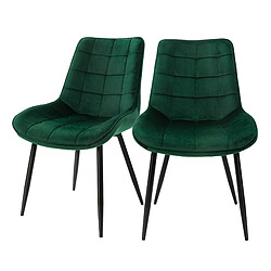 ML-Design Lot de 2 chaises de salle à manger Chaises de salon Chaise rembourrée en velours Vert foncé