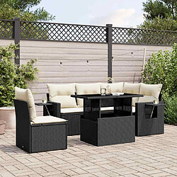 vidaXL Salon de jardin 6 pcs avec coussins noir résine tressée