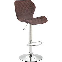 Decoshop26 Tabouret de bar x1 avec coutures décoratives en forme de losanges en tissu marron et métal chromé 10_0004657