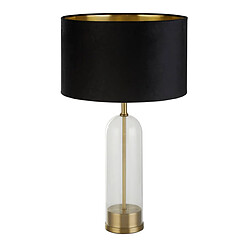 Searchlight Lampe de table en verre, laiton, abat-jour en velours noir