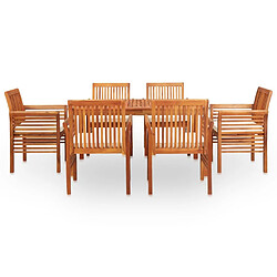 Maison Chic Mobilier à dîner 7 pcs de jardin - Ensemble table et chaises d'extérieur - Salon/Mobilier de jardin classique et coussins Acacia solide -MN73122