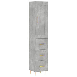 vidaXL Buffet haut Gris béton 34,5x34x180 cm Bois d'ingénierie