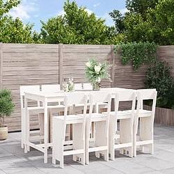 Maison Chic Table de bar et chaises d'extérieur 9 pcs,Ensemble de bar de jardin pour relax blanc bois de pin massif -GKD219775