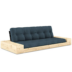 Inside 75 Canapé lit futon BASE bleu pétrole 130cm dossiers noirs et accoudoirs coffres