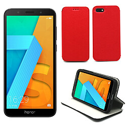 Xeptio Huawei Honor 7S / Huawei Y5 2018 : Housse Protection Luxe rouge à Rabat Style Cuir Support - Etui Folio clapet Coque Silicone Antichoc Smartphone - Accessoires Pochette Case …