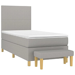 Avis Maison Chic Lit Adulte - Lit simple Lit à sommier tapissier avec matelas moelleux - Meuble de Chambre - Gris clair 90x200 cm Tissu -MN58340