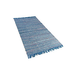 Beliani Tapis en coton turquois 80 x 150 cm BESNI 