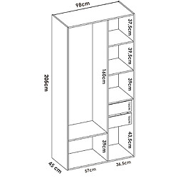 Pegane Tête de lit + 2 tables de nuit avec 2 tiroirs + structure de lit 140X190 + armoire coloris imitation lamelles , blanc