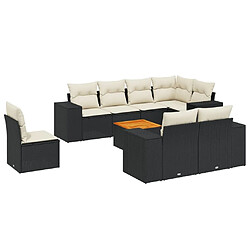 Maison Chic Ensemble Tables et chaises d'extérieur 9 pcs avec coussins,Salon de jardin noir résine tressée -GKD259978