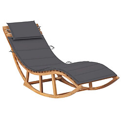 Maison Chic Chaise longue à bascule avec coussin | Bain de soleil Relax | Transat Bois de teck solide -GKD97921