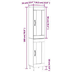 vidaXL Buffet haut Chêne marron 34,5x34x180 cm Bois d'ingénierie pas cher