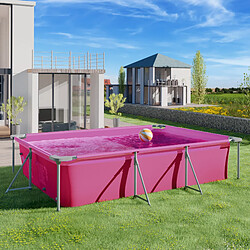 Tectake Piscine tubulaire rectangulaire 3,75 m x 2,82 m x 0,7 m - rose vif