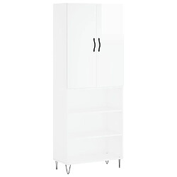 vidaXL Buffet haut Blanc brillant 69,5x34x180 cm Bois d'ingénierie