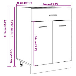 vidaXL Armoire de plancher à tiroir Gris béton 60x46x81,5 cm Aggloméré pas cher