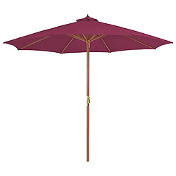 vidaXL Parasol d'extérieur avec mât en bois 300 cm rouge bordeaux