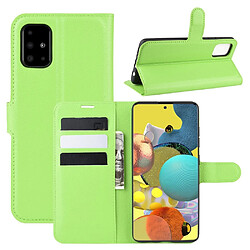 Etui en PU surface de litchi avec support vert pour votre Samsung Galaxy A51 5G SM-A516