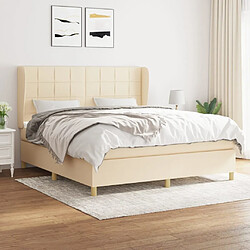 Maison Chic Lit adulte- Lit + matelas,Sommier à lattes de lit avec matelas Crème 180x200 cm Tissu -GKD56082