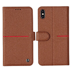 Wewoo Housse Coque Pour iPhone XR GEBEI Etui de protection en cuir à rabat horizontal avec supportlogements cartesportefeuille et cadre photo Marron