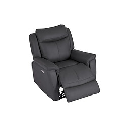 Vente-Unique Fauteuil relax électrique en cuir de vachette gris anthracite NOMAJO pas cher