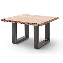 Pegane Table basse en bois d'acacia massif naturel et acier antique - L.75 x H.45 x P.75 cm