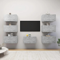 vidaXL Meubles TV 7 pcs Gris béton 30,5x30x60 cm Bois d'ingénierie