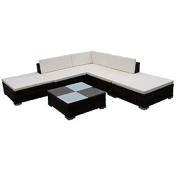 Maison Chic Salon de jardin 6 pcs avec coussins | Ensemble de Table et chaises | Mobilier d'Extérieur résine tressée marron -GKD34478