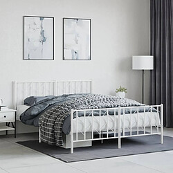 Maison Chic Cadre/structure de lit métal et tête de lit + pied de lit pour adulte - Lit Moderne Chambre blanc 150x200cm -MN79439