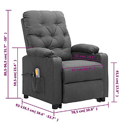 vidaXL Fauteuil de massage inclinable Gris clair Tissu pas cher