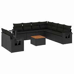 Maison Chic Salon de jardin 10 pcs avec coussins | Ensemble de Table et chaises | Mobilier d'Extérieur noir résine tressée -GKD28365