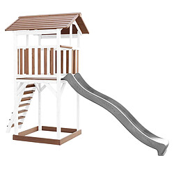 Acheter AXI Beach Tower Aire de Jeux avec Toboggan en gris & Bac à Sable | Grande Maison enfant extérieur en marron & BLANC | Cabane de Jeu en Bois FSC