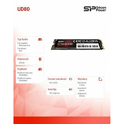 SILICON POWER UD80 - SSD - 250GB - intern - M.2 2280 - PCIe 3.0 x4 (NVMe) (SP250GBP34UD8005) pas cher