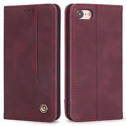 Etui en PU fermeture magnétique rouge vin pour votre iPhone 7/8 4.7 pouces/SE (2nd Generation)