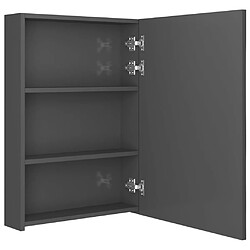 Maison Chic Armoire de salle de bain,Meuble de rangement,Meuble haut à miroir LED gris brillant 50x13x70 cm -GKD547480 pas cher