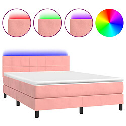 vidaXL Sommier à lattes de lit avec matelas et LED Rose 140x190 cm