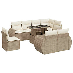 vidaXL Salon de jardin avec coussins 9 pcs beige résine tressée