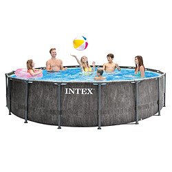 Intex Grande Piscine ronde en kit Baltik - Diamètre 549 cm - Effet gris cérusé