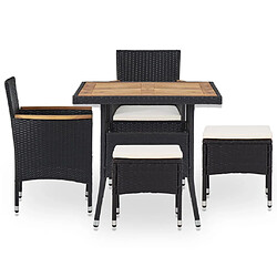 Maison Chic Mobilier d'extérieur 5 pcs,salon de jardin moderne Noir Résine tressée et bois d'acacia -GKD662395