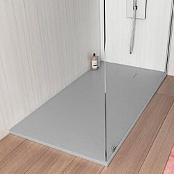 Arati Bath And Shower Receveur de douche en résine à l'italienne rectangulaire 140x70 design moderne Stone, Couleur: Gris