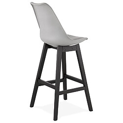 Acheter Alterego Tabouret de bar 'CAMILA' gris avec pied en bois noir