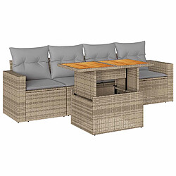 vidaXL Salon de jardin avec coussins 5 pcs beige résine tressée