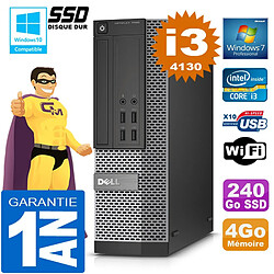 PC DELL 7020 SFF Core I3-4130 Ram 4Go Disque 240 Go SSD Graveur DVD Wifi W7 - Occasion