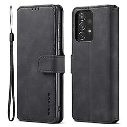 Etui en PU DG.MING style rétro, antichoc, fermoir magnétique avec support noir pour votre Samsung Galaxy A73 5G