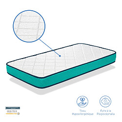 Dormalit Matelas Bébé DANTE 70X140 Epaisseur 10 CM - Noyau mousse perforée