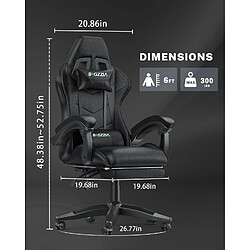 Avis Fauteuil gamer- BIGZZIA Siège de bureau Réglable - Chaise gaming avec Appui-tête et Support lombaire, 136kg, Noir