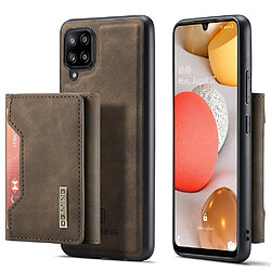 Dg.Ming Coque en TPU + PU anti-rayures avec béquille magnétique à trois volets café pour votre Samsung Galaxy A42 5G