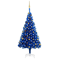 vidaXL Arbre de Noël artificiel pré-éclairé et boules bleu 180 cm PVC