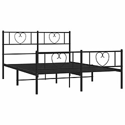 Acheter Maison Chic Lit adulte - Lit simple Cadre de lit métal avec tête de lit/pied de lit,Structure du lit Contemporain pour chambre noir 160x200 cm -MN77683