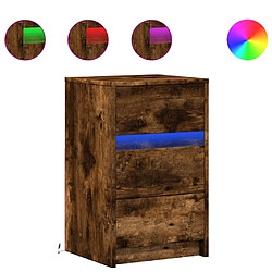 vidaXL Armoire de chevet et lumières LED chêne fumé bois d'ingénierie